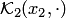 $ {\cal K}_2(x_2,\cdot)$