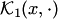 $ {\cal K}_1(x,\cdot)$