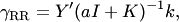$$ \gamma_{\rm RR} = Y'(aI+K)^{-1}k, $$
